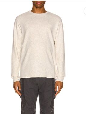 Frame Denim Longsleeve Duofold Crew in Oatmeal Heather